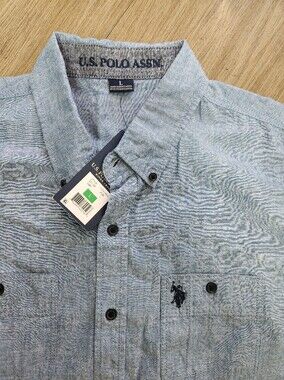 NWT U.S. Polo Assn. Men’s Blue Chambray Long Sleeve Button-Down Shirt